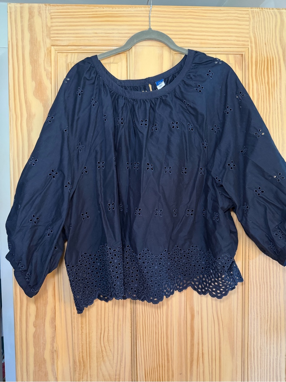 Women’s Navy Eyelet Top